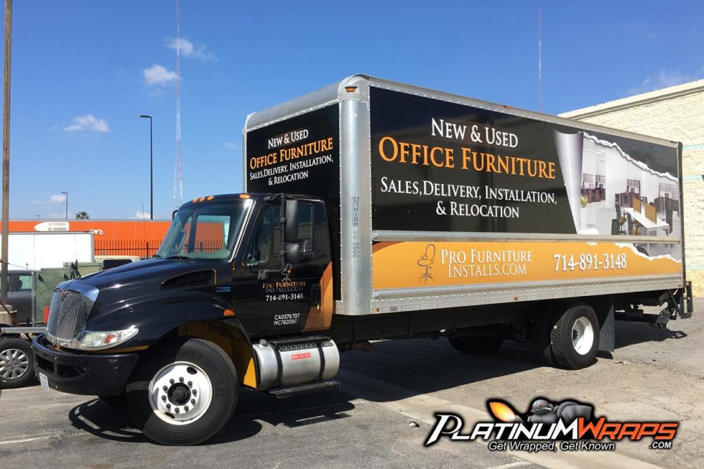 Office furniture box truck wrap comercial vehicle fleet wraps