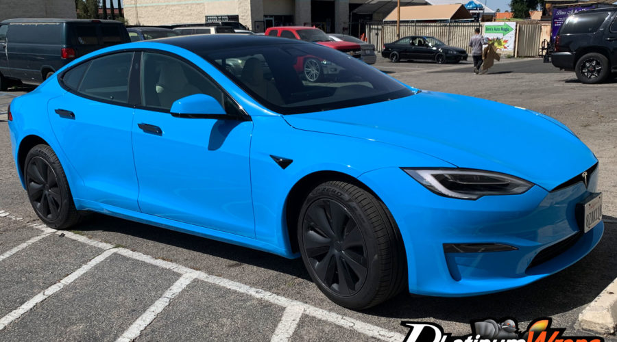 Blue Tesla Color Change Wrap